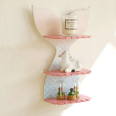 رف جداري للإكسسوارات ، بثلاث طبقات ، ألوان بناتية بنمط حورية البحر