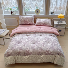 طقم لحاف نفرين بحاشية من الدانتيل ، ٣ الوان