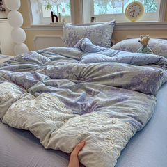 طقم لحاف نفرين بحاشية من الدانتيل ، ٣ الوان